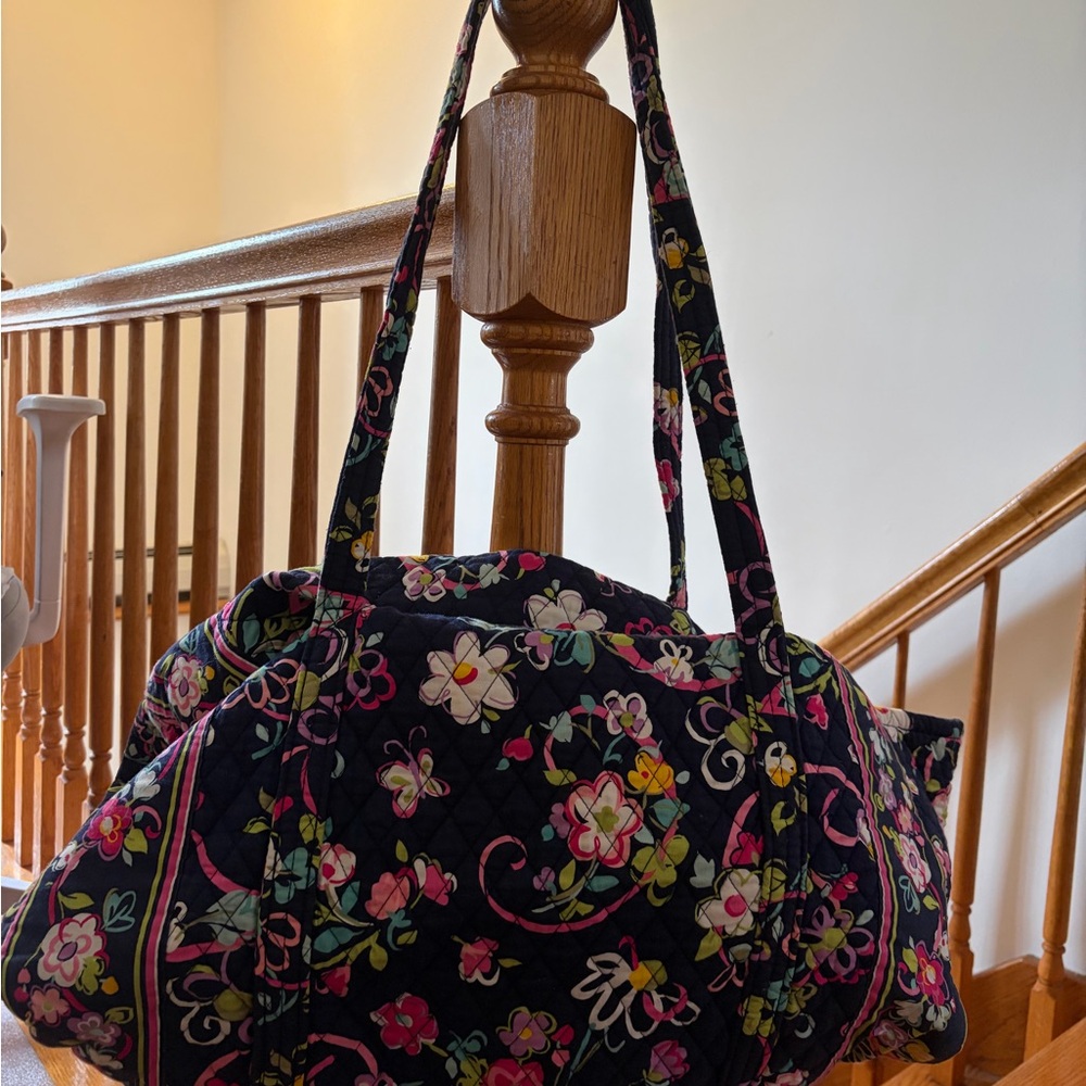 3 piece matching set: Quilted Floral Shoulder Bag, tablet holder, cosmetic bag